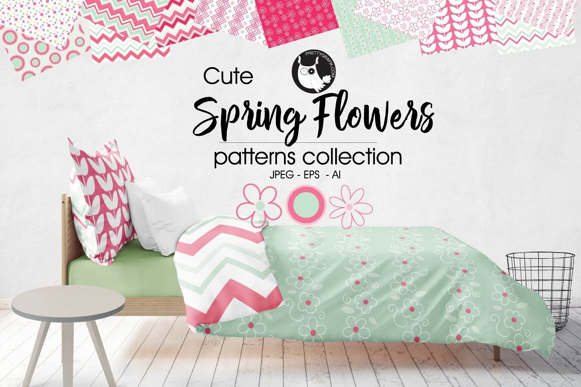 SPRING-FLOWERS, digital papers example image 1