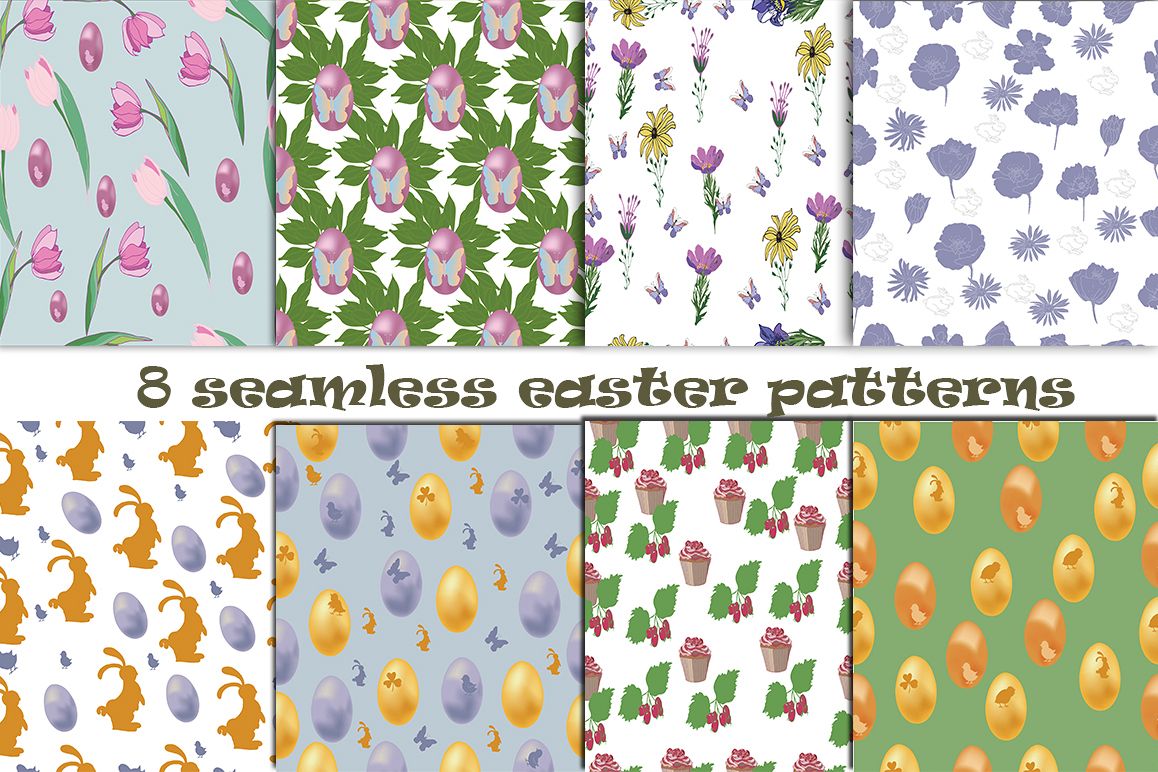 8 Seamless Easter Patterns example image 1