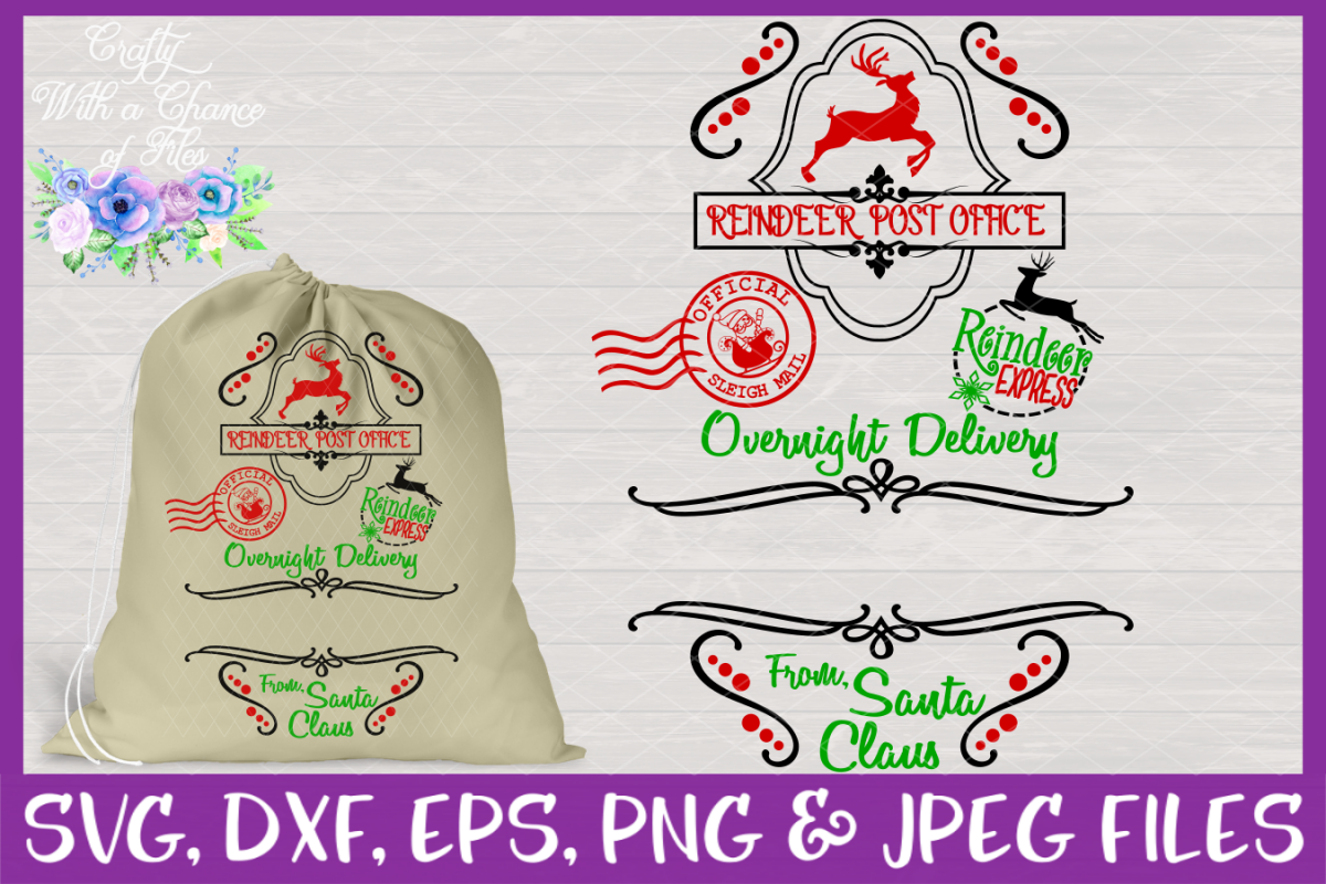 Reindeer Post Office SVG - Christmas Gift Sack Design example image 1