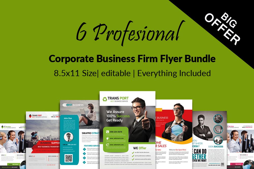6 Corporate Business Flyers Bundle example image 1