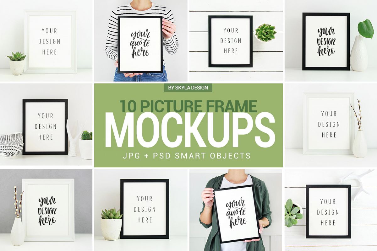 10 Poster & Picture frame mockups, White & Black frames example image 1