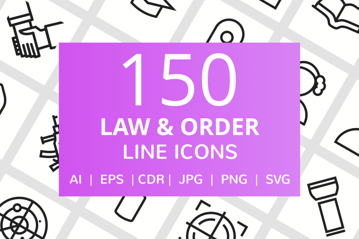 150 Law & Order Line Icons example image 1