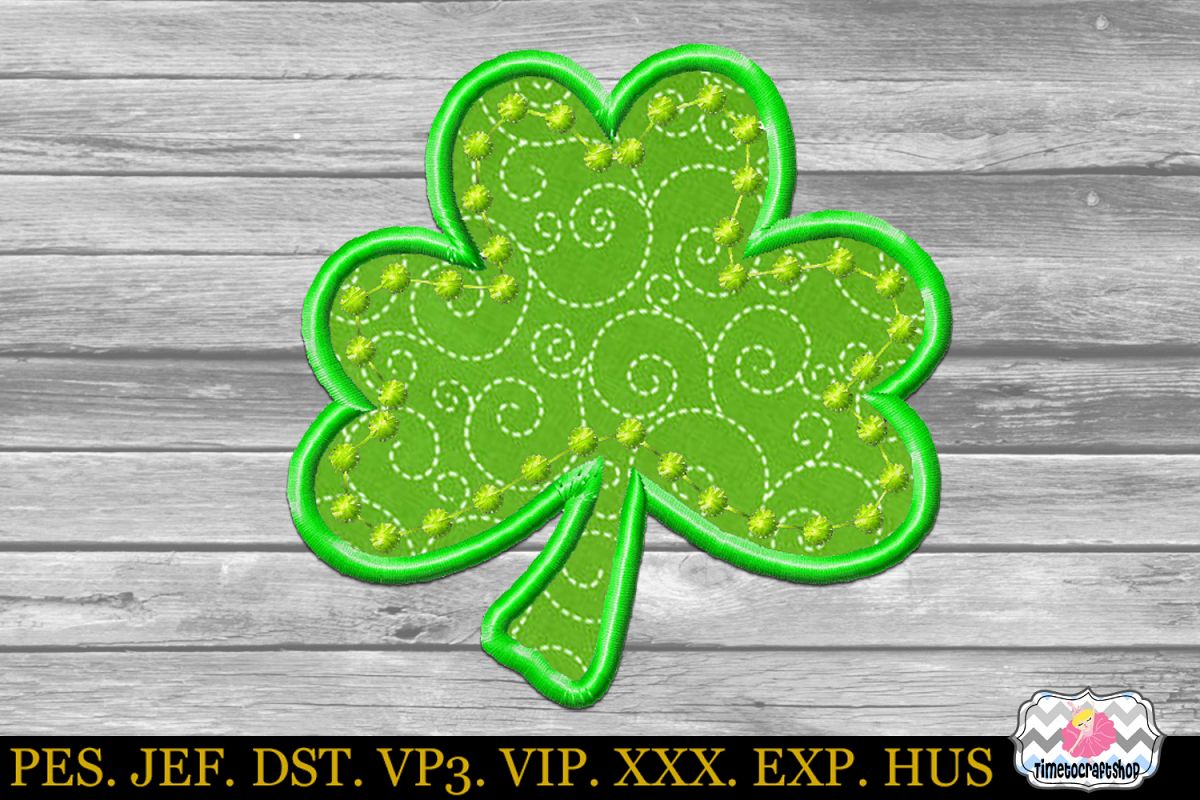 St Patricks Day Shamrock Clover Embroidery Applique Design example image 1