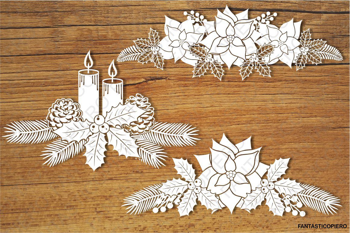 Christmas Decorative Elements 3 SVG files. example image 1