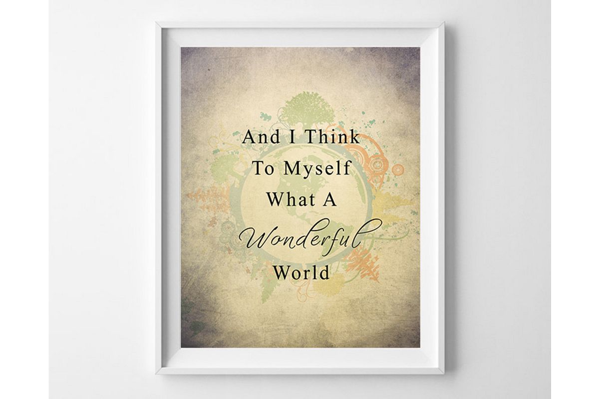 What a wonderful world print, Rustic Home Decor, Quote Print example image 1