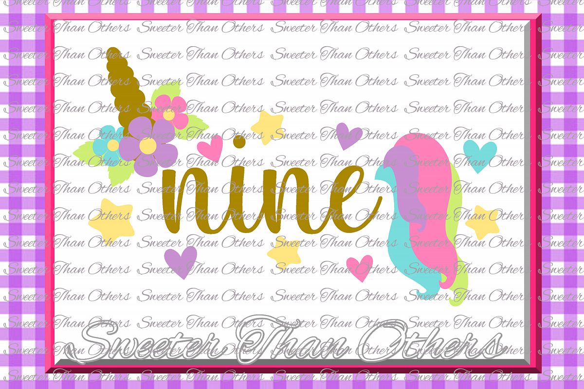 Ninth Birthday SVG, 9th Birthday Unicorn svg example image 1