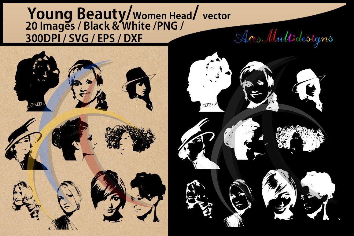 women silhouette / head /women head svg / Scrapbooking / Cardmaking / EPS / SVG / Png /dxf / Updated version example image 1