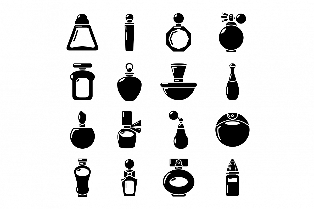 Perfume bottle icons set, simple style example image 1