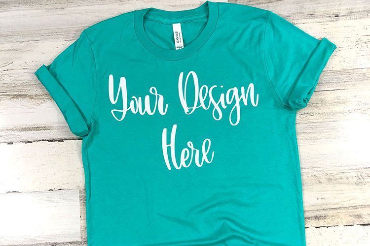 Bella 3001 Teal Mockup Photo - Flatlay Photo example image 1