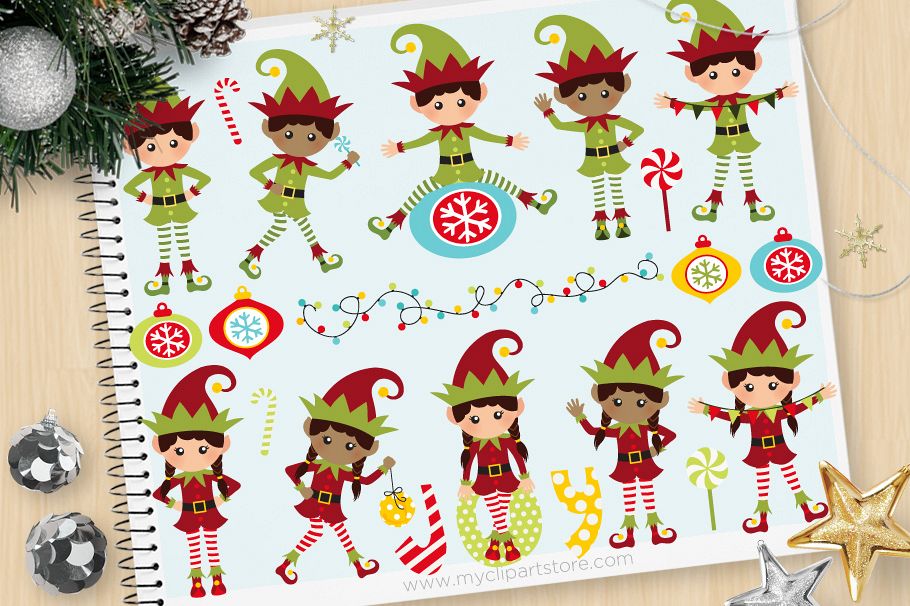 Santa's Elves. Christmas Clipart - Vector Clip Art & SVG example image 1