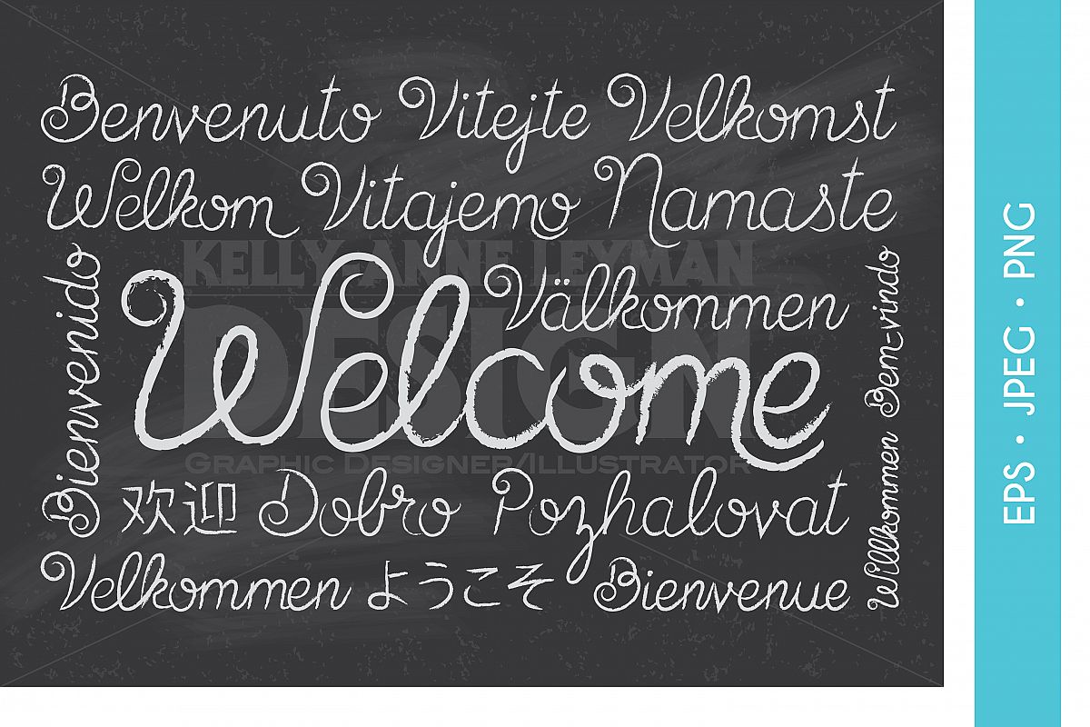 Chalkboard Welcome Sign Clipart Set, Typography Clipart