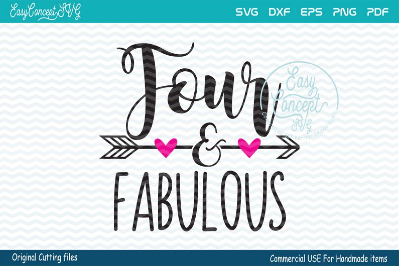Four and Fabulous Svg, Four and Fabulous, Birthday Girl example image 1