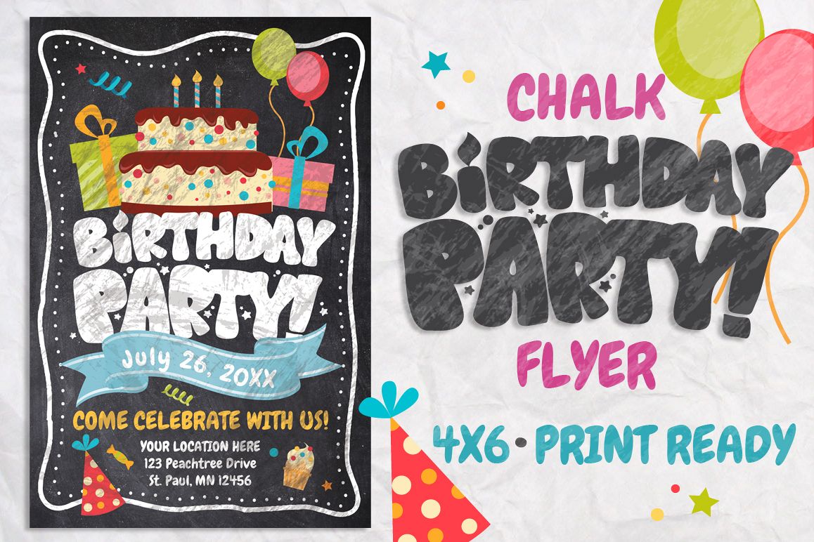 Chalk Birthday Flyer example image 1