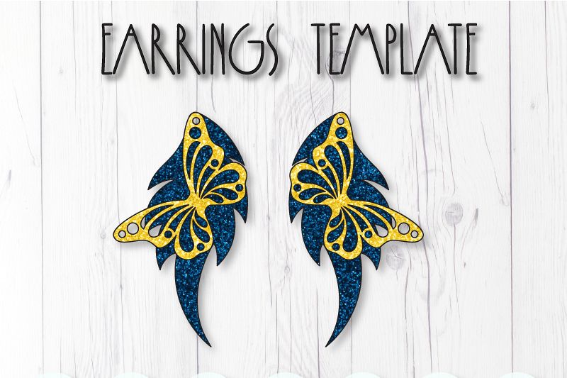 Butterfly earrings template SVG, DIY earrings template example image 1