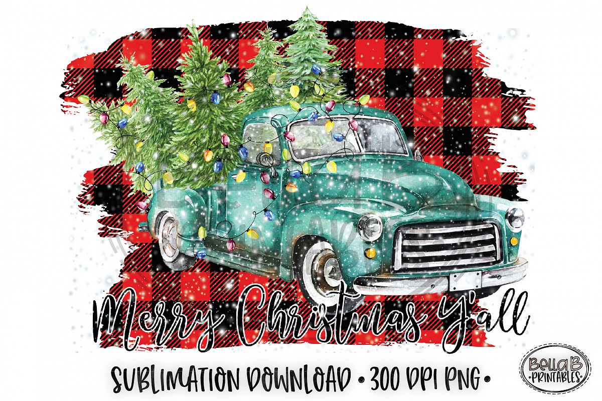 Christmas Sublimation Design, Christmas Truck Sublimation example image 1