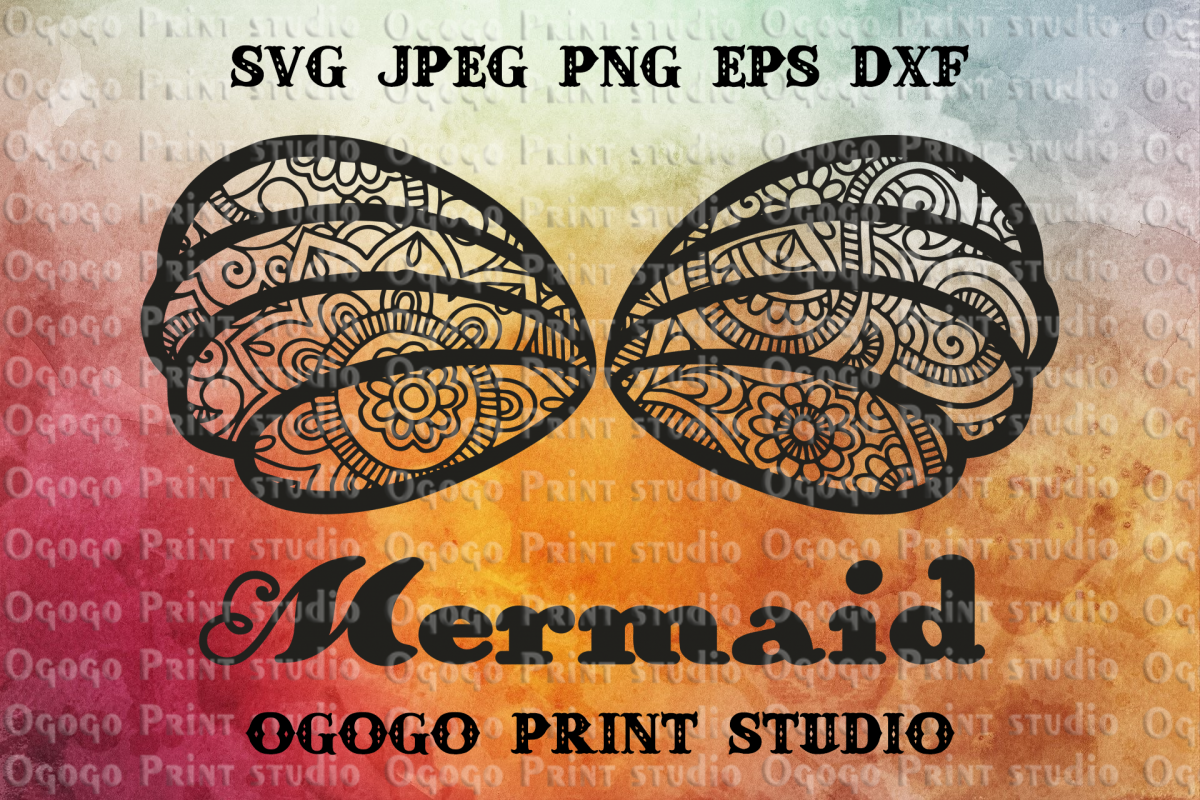 Mermaid Shell SVG, Mandala svg, Zentangle SVG, Mermaid Svg, example image 1