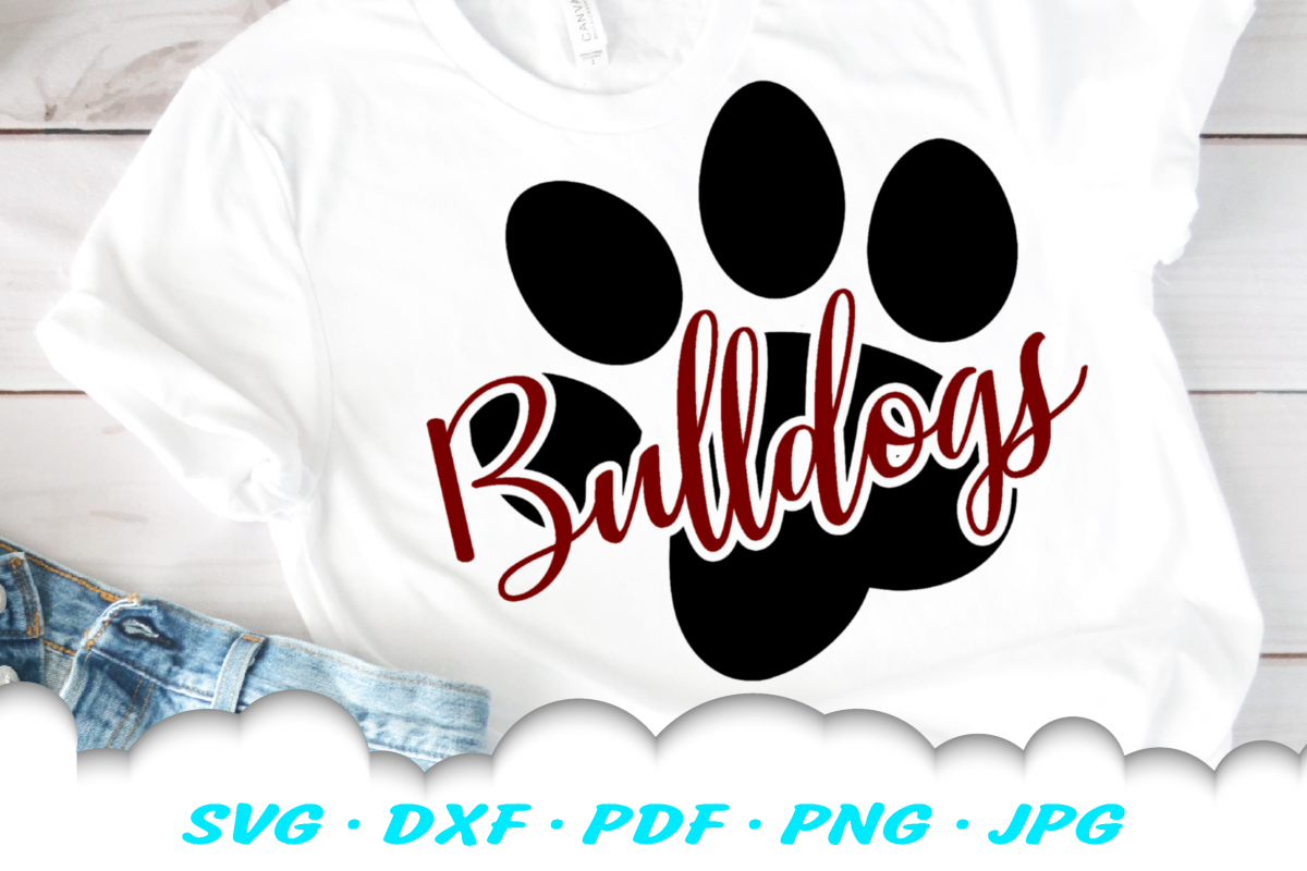 Bulldogs Paw Cheer SVG DXF Cut Files example image 1