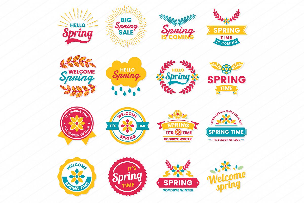 Spring Badge & Objects Vector Set example image 1