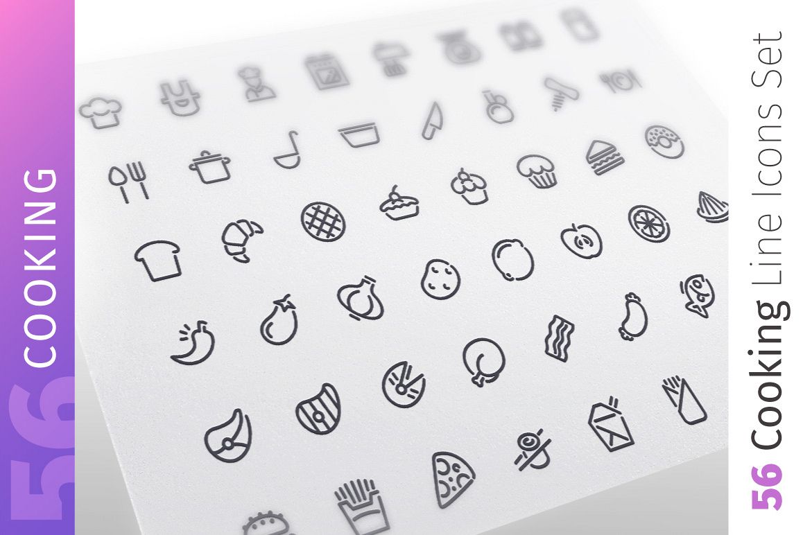 Cooking Line Icons Set example image 1