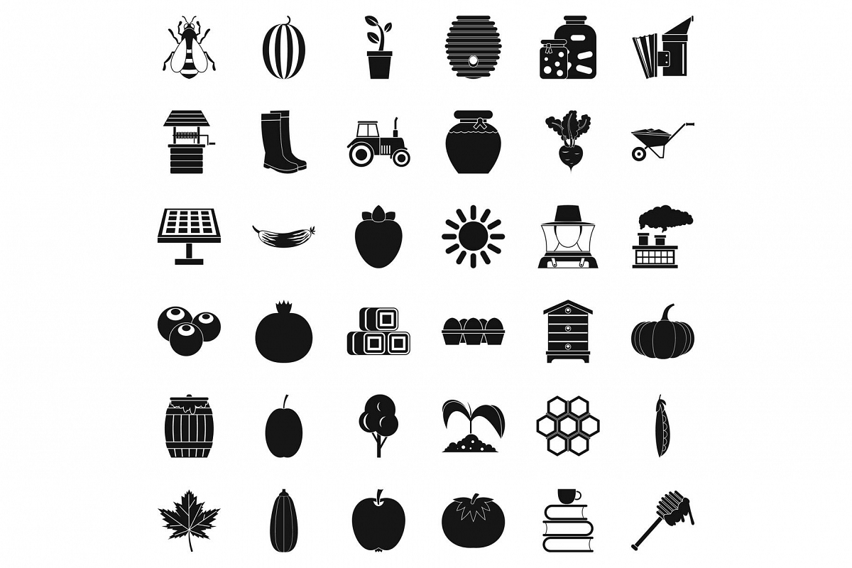 Vitamin for health icons set, simple style example image 1