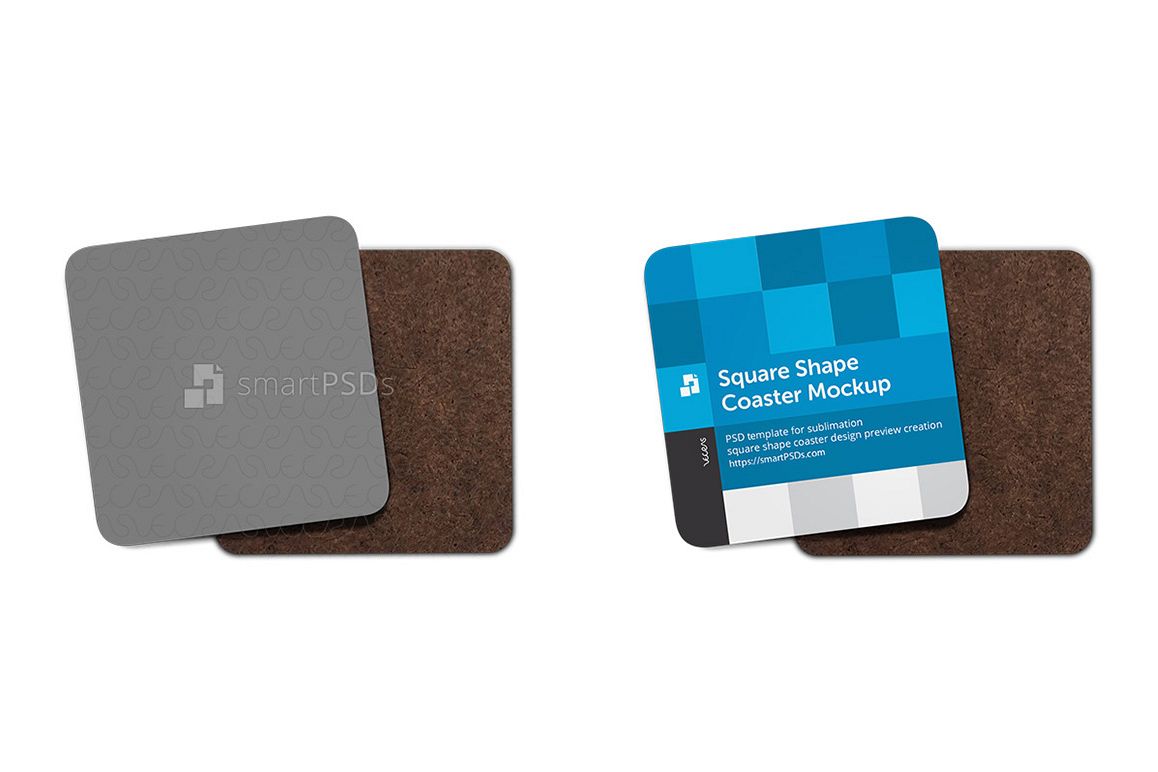 Square Shape Coasters Mockup for Sublimation Preview Design example image 1
