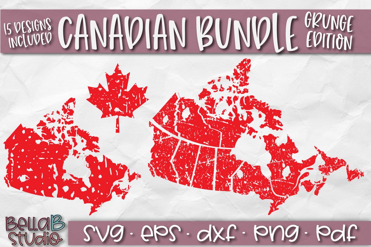 Canada SVG, Canadian SVG Bundle, Grunge, Province, Leaf example image 1