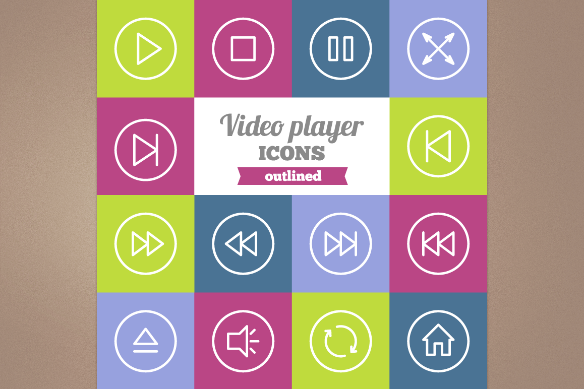Outlined Video Player Icons example image 1