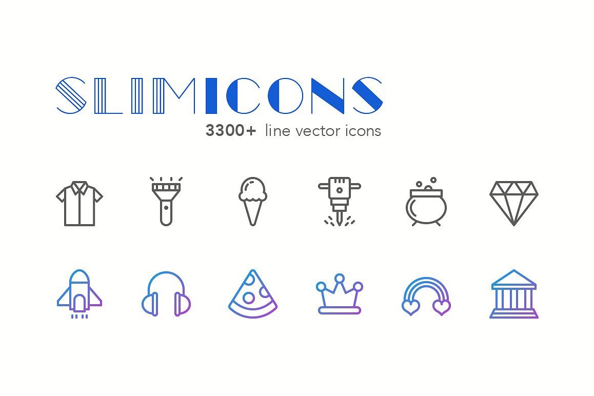 Slimicons - 3300 Line Vector Icons example image 1