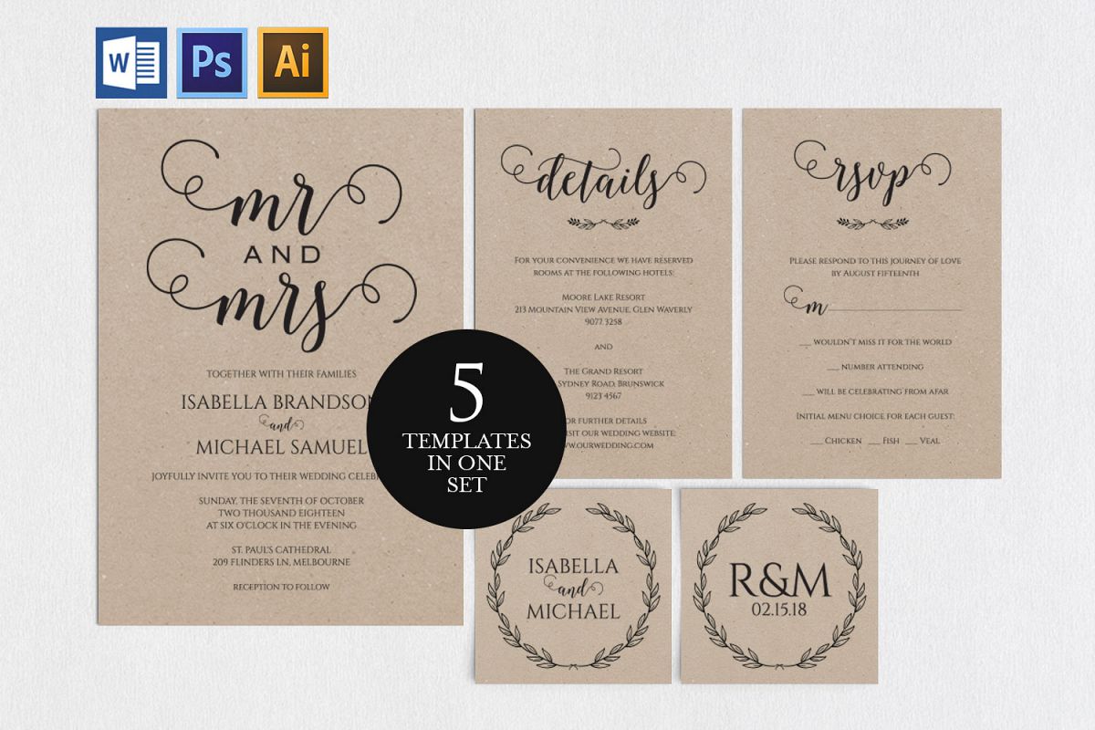 Wedding invitation set, TOS_10 example image 1