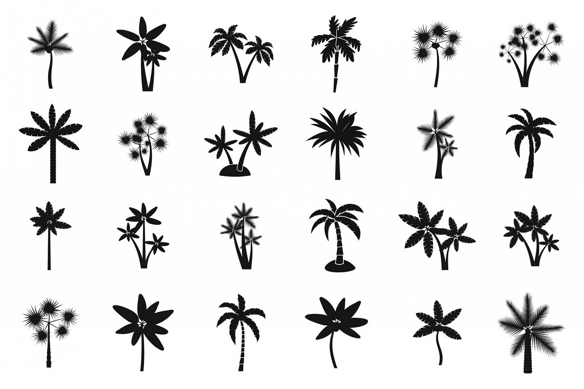 Palm tree icon set, simple style example image 1