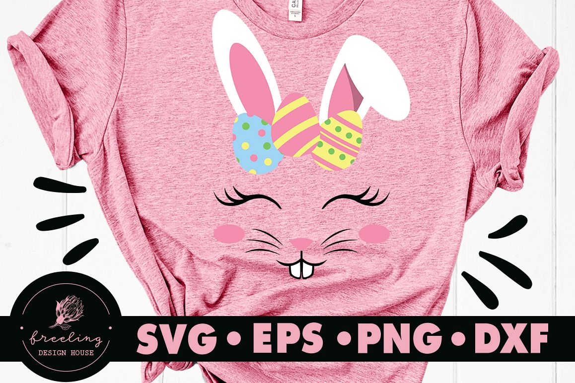 Cute Bunny With Eggs SVG DXF EPS PNG example image 1