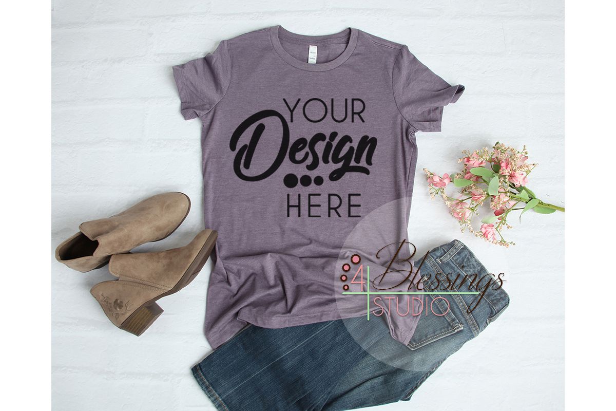 Download Bella Canvas Mockup 6004 Women TShirt Mockup Heather Purple