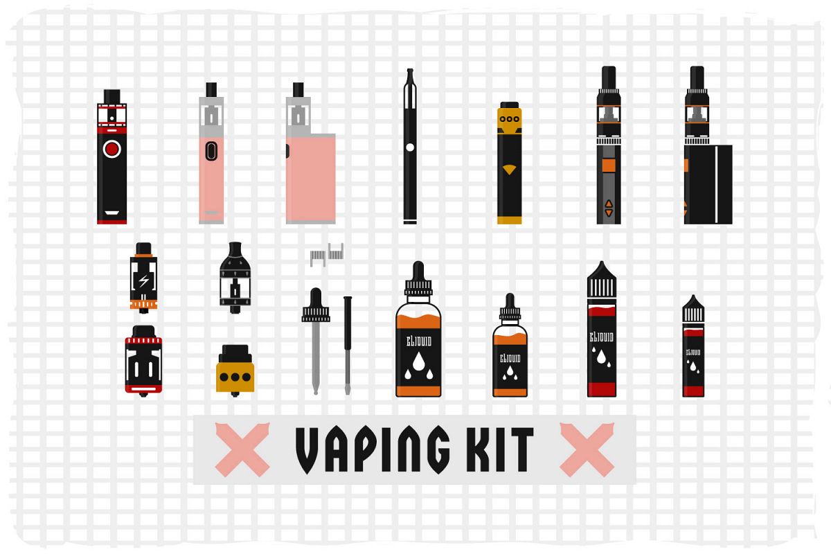 Flat vector illustration of a vaping kit example image 1