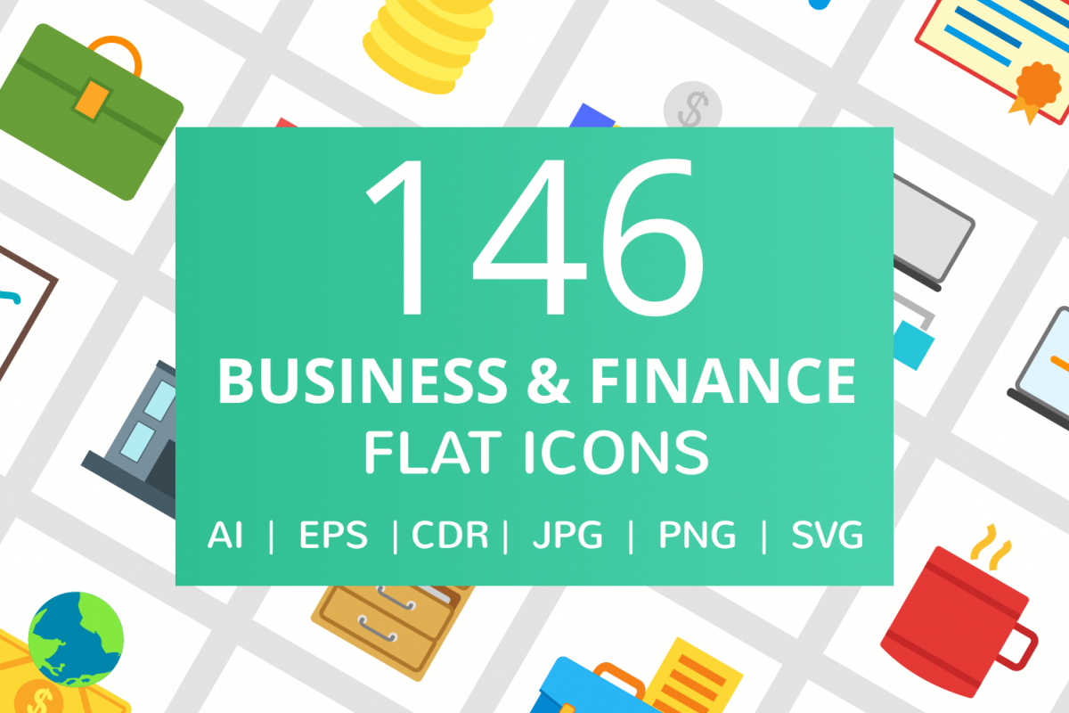 146 Business & FInance Flat Icons example image 1