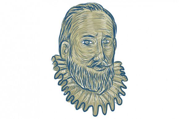 Sir Walter Raleigh Bust Drawing example image 1