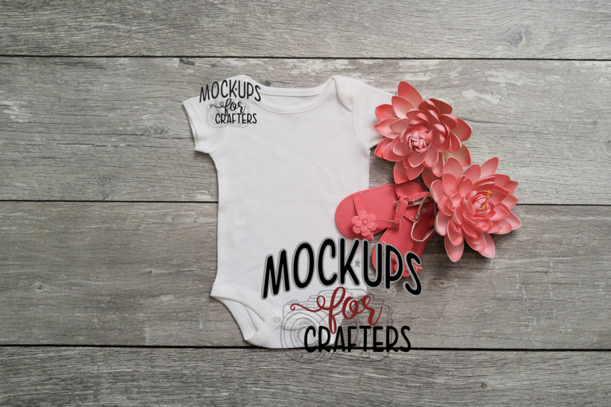 White one-piece baby bodysuit MOCK-UP example image 1