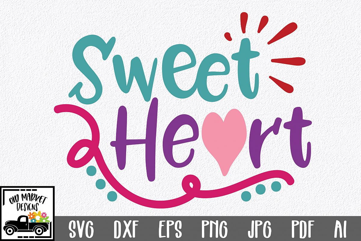 Sweet Heart SVG Cut File - Valentine SVG EPS DXF PNG PDF AI example image 1