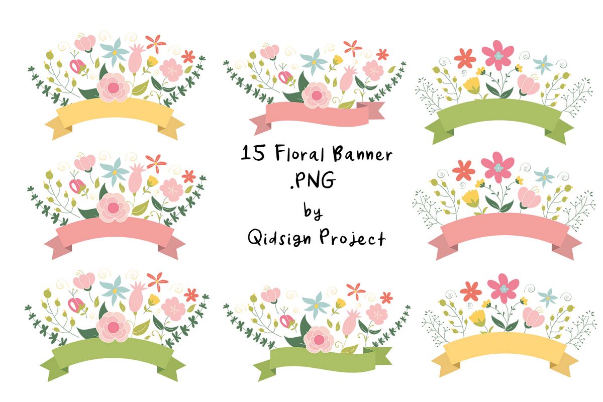 15 Floral Banner Clipart Png