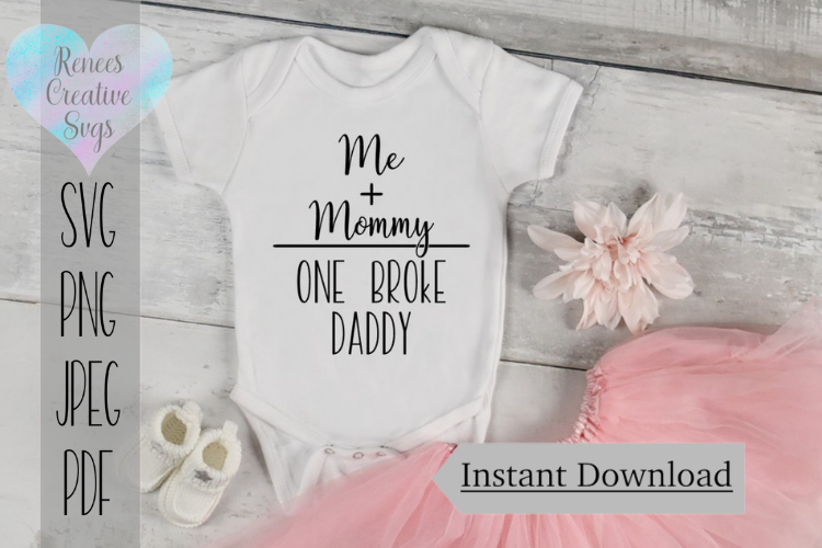 Download Me and Mommy, 1 Broke Daddy| Baby onesie SVG | SVG Cut File