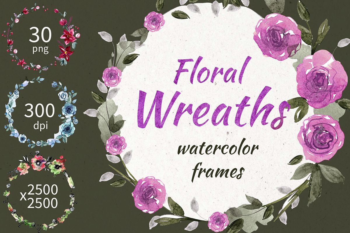 30 Watercolor Floral Wreaths example image 1