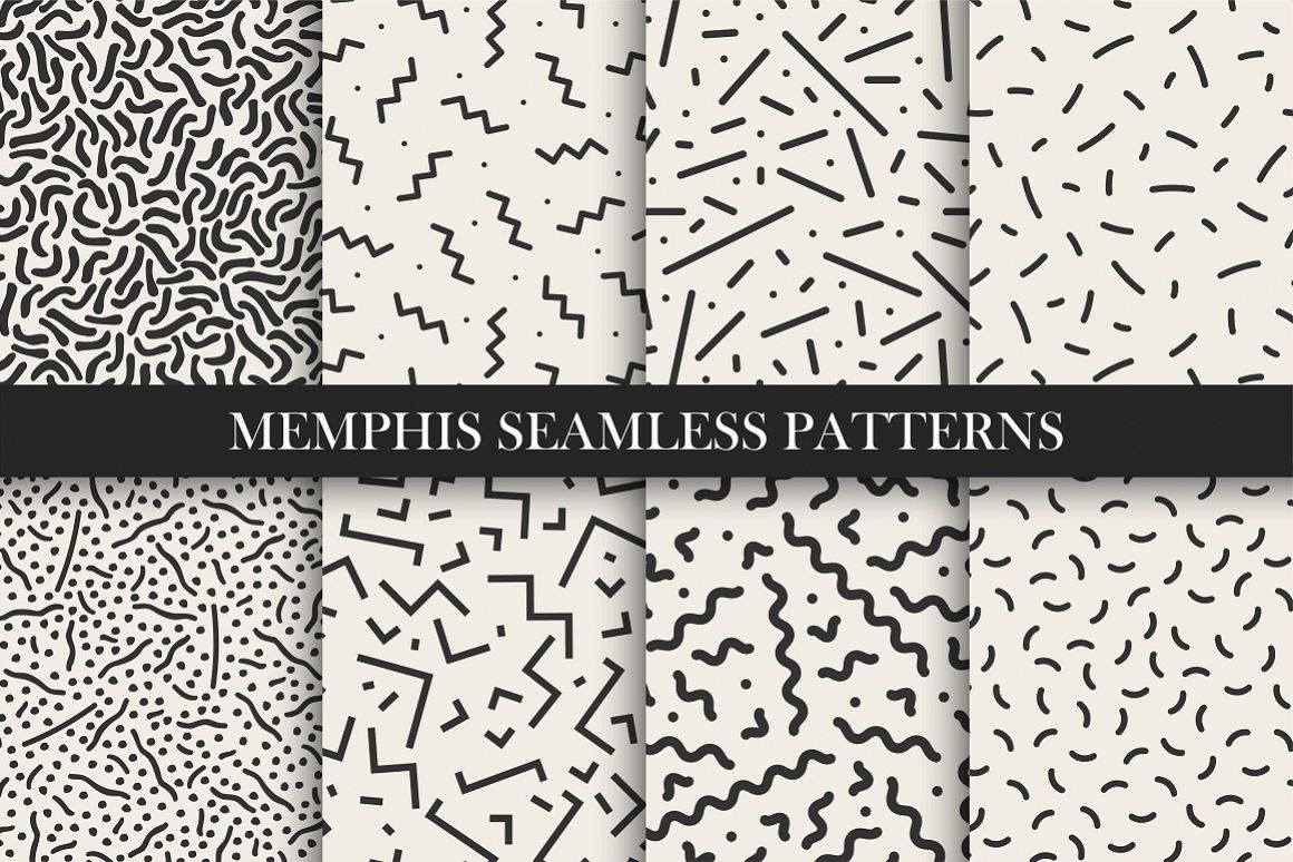 Memphis seamless patterns. Trend 80s example image 1