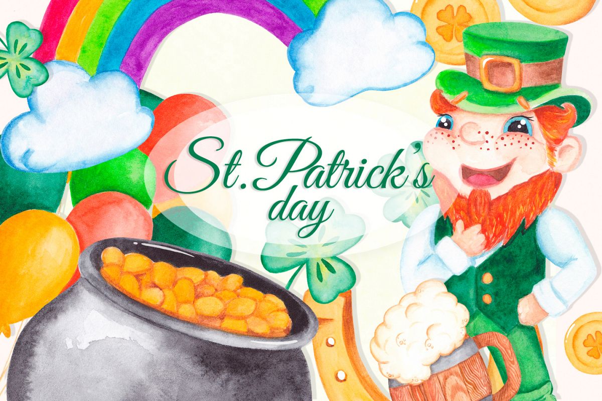St Patrick's day clipart Watercolor graphics example image 1