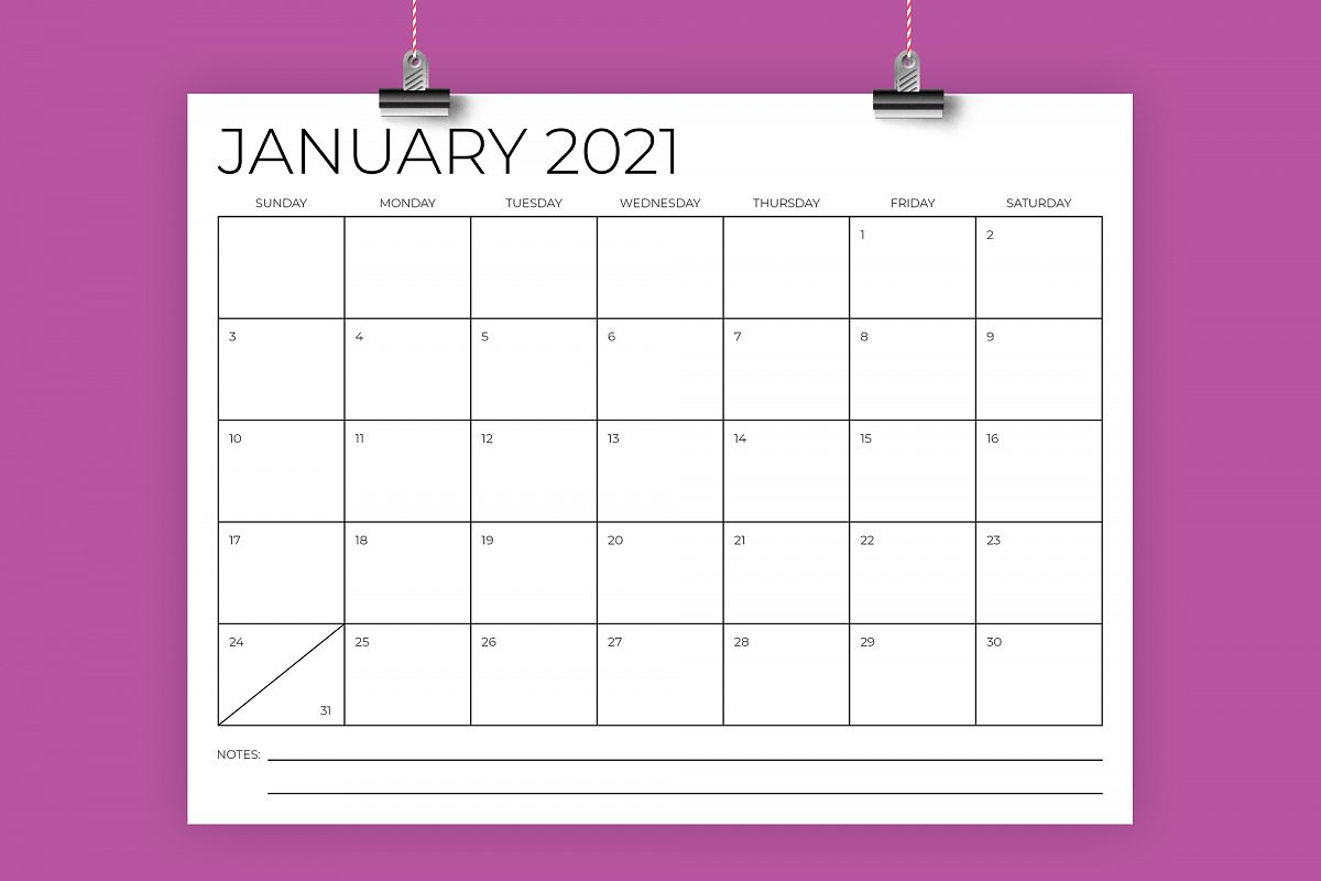 8.5 x 11 Inch Minimal 2021 Calendar example image 1