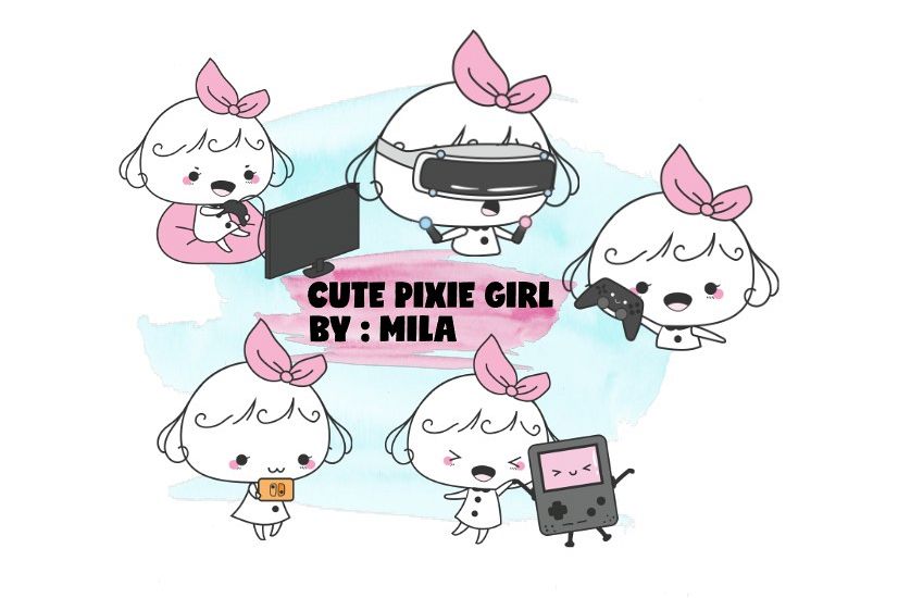 KAWAII GIRL CLIPART BUNDLE PNG example image 1
