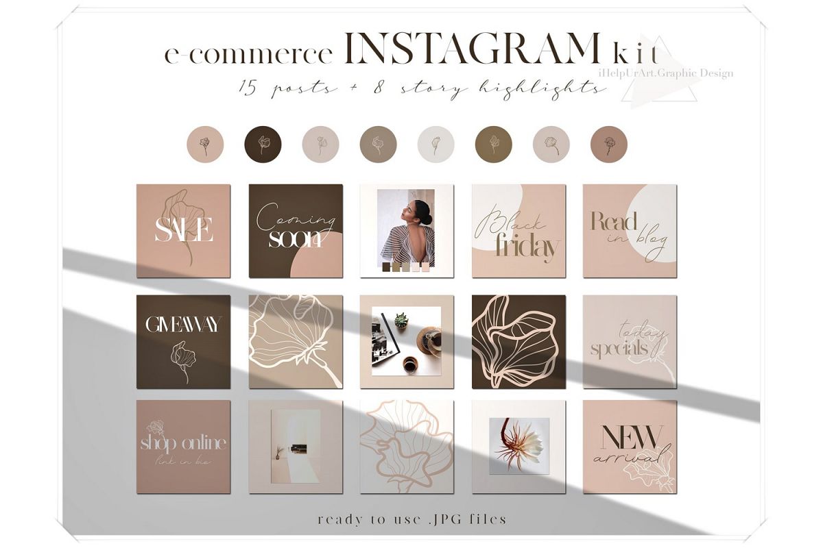 Blush Pink Instagram Posts Pack - eCommerce Instagram Layout example image 1