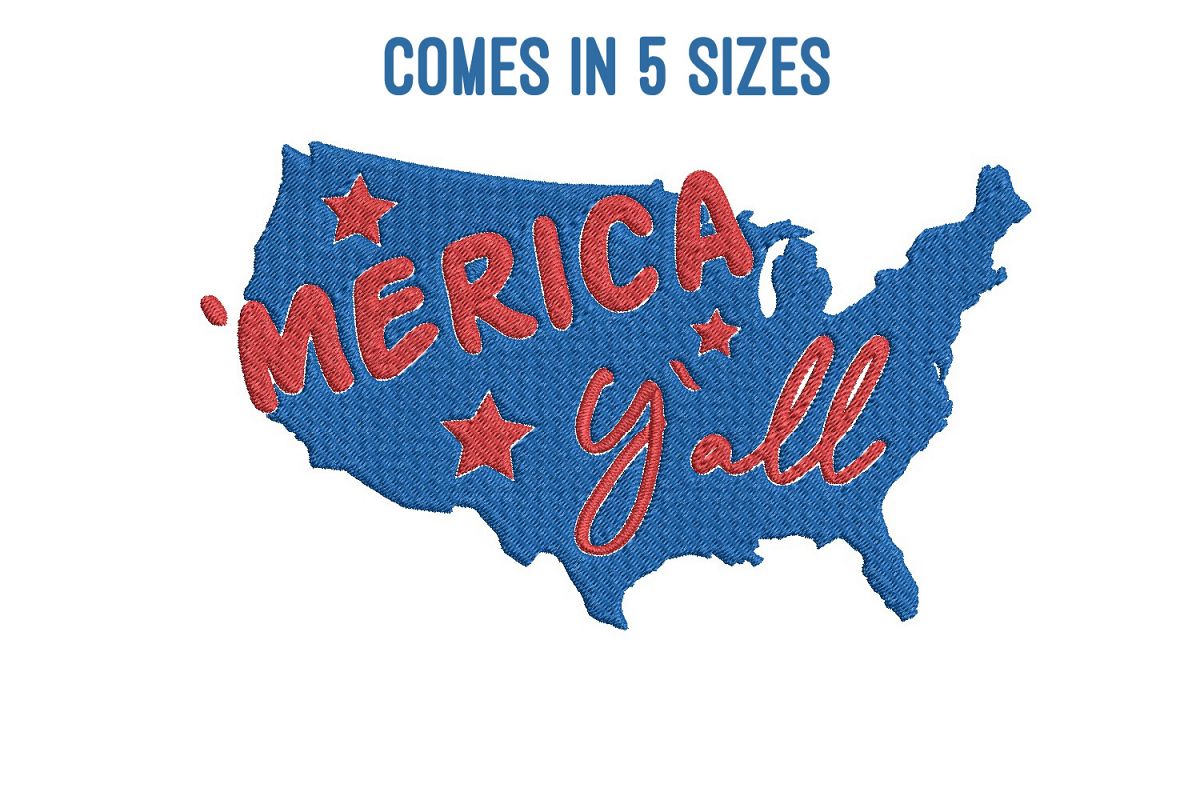 Merica yall| Independence day | Machine embroidery| example image 1