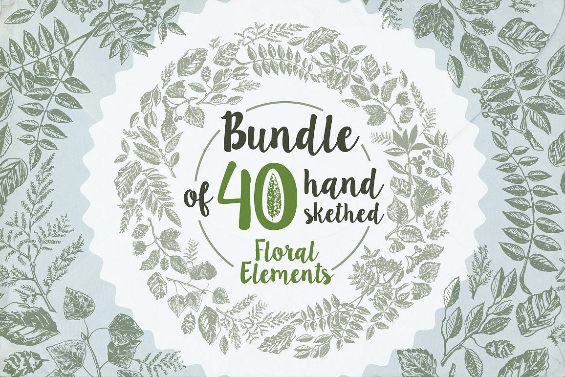 40 handsketched floral elements example image 1