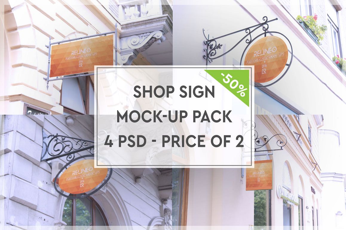 Shop Sign Mock-up Pack #2 example image 1