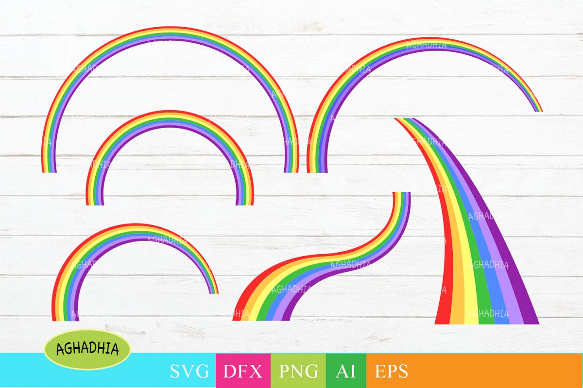 Rainbow Vector Icons/ Colourful Rainbow Illustration. example image 1