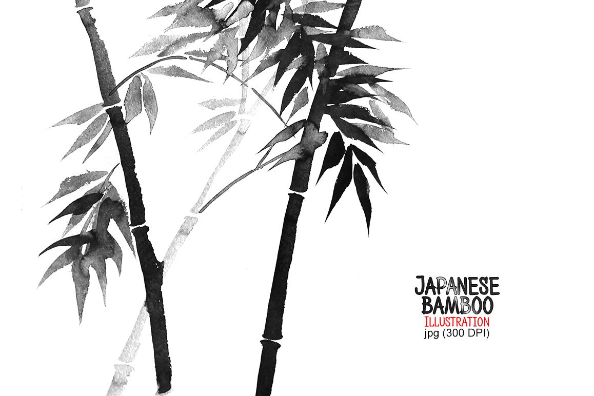 Ink sumi-e bamboo example image 1